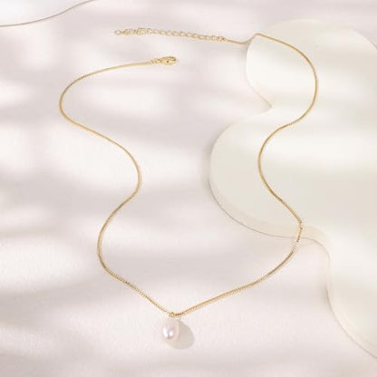 Gold Pearl Necklaces for Women Trendy, 14K Gold Plated Dainty Necklace Simple Single Double Layered Pearl Pendant Necklaces for Women Wedding Birthday Jewelry Gifts - color: 3-Irregularly-Single-Gold