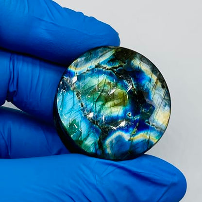 Uni Craft Naga Body Piercing Jewelry Gauges Plugs (1 Pair) for Earrings, 8g (3mm) to 54mm, Multi Flash Labradorite Gemstone, Handmade, Customized Size & Wholesale Available - size: 2-1/8” (54mm)