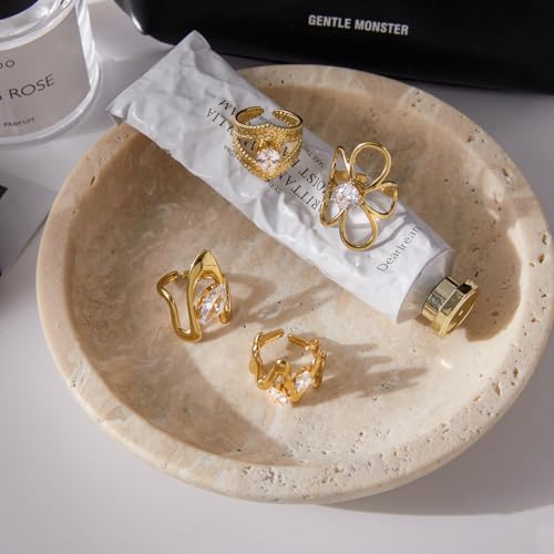 Gold-Plated Butterfly Ring with Dangling Chains and Cubic Zirconia, Adjustable Statement Ring,Cocktail Party Minimalist Ring for Women - style: Style C