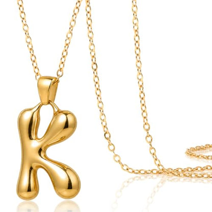 DoDoBeads Stainless Steel Initial Necklace, Waterproof 18K Gold Plated Necklace, Non-Tarnish Chunky Monogram Jewelry Gifts for Women, Mothers Day Gift - style: K