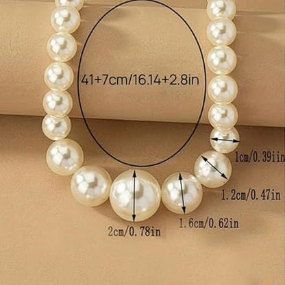 Faux Pearl Choker Necklaces for Women Large Chunky Pearl Necklace Dainty Statement Bride Wedding Jewelry - style: Chunky Pearl