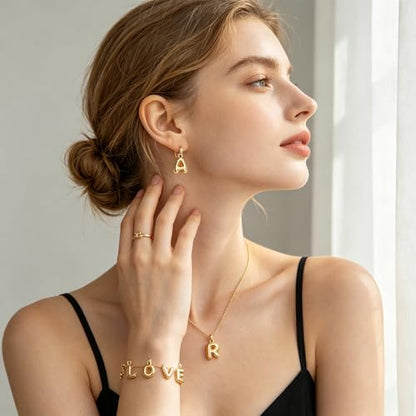 26 Pcs 18K Gold Filled Alphabet Letter Charms, A-Z Alphabet Pendant Charms Open Jump Rings for DIY Bracelet and Necklace Jewelry Making