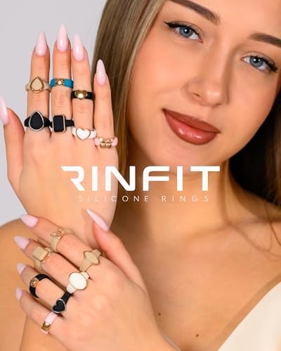 Rinfit Emerald Silicone Ring with Stainless Steel Frame - color: Pack K - Black and Nude / Metal Rose Gold