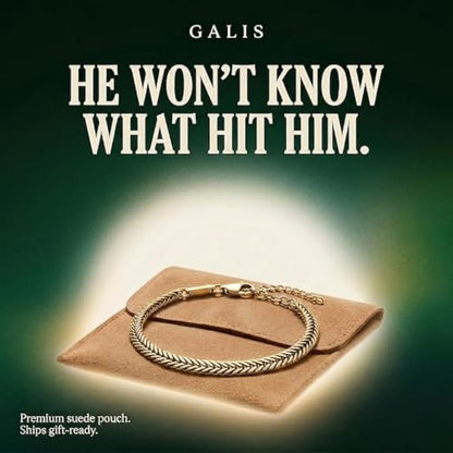 Galis Chain Bracelets For Men - Premium Stainless Steel, Silver, Gold Plated Non Tarnish - Mens Jewelry, Fathers Day Gift - color: Gold, size: 8 Inches
