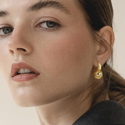 14k Gold Plated Ball Dangle Earrings for Women Sterling Silver Ball Drop Earrings Hypoallergenic Round Balls Hoop Earring Leverback Lightweight Earrings Fashion Jewelry - color: 03-gold