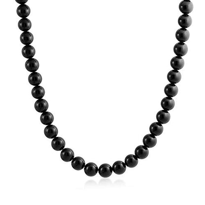 Classic Color Gemstones Ball Bead Strand Necklace Toggle Clasp 10MM - color: Black Onyx