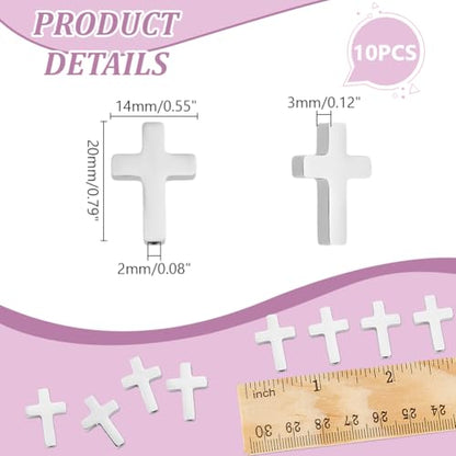 UNICRAFTALE 10Pcs Cross Spacer Beads Stainless Steel Cross Beads for DIY Bracelet Necklace Jewelry Making Supplies 2mm Hole