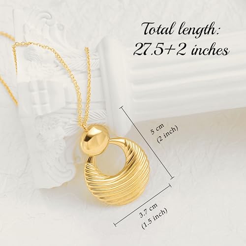 PEARLADA 18k Gold Plated Chain Long Necklace, Boho Sweater Necklace for Women, Geometric Pendant Y Necklace - color: 2 layer