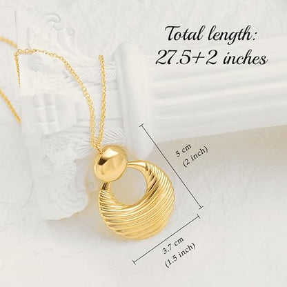 PEARLADA 18k Gold Plated Chain Long Necklace, Boho Sweater Necklace for Women, Geometric Pendant Y Necklace - color: 2 layer