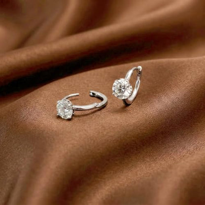 LeCalla 925 Sterling Silver Huggie Hoop Earrings for Women | Rhodium-Plated CZ & Moissanite Dangle Hoop Earrings | Heart, Double Hoop & 3 Stone Designs Hoops | Hypoallergenic Small Hoops Earring Gift for Women - style: Design 04 – 3 Stone Huggie