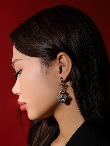 Christmas Halloween Red Heart Shaped Pattern Alloy Earrings, Gothic Antique Style Jewelry for Women - style: Earrings EARR.005