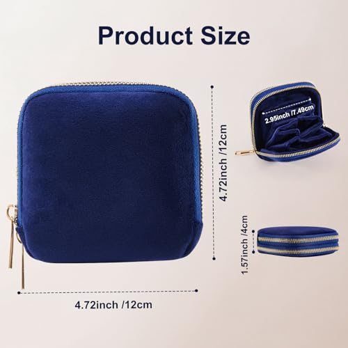 Travel Jewelry Pouch, Double-Layer Velvet Jewelry Organizer with Zipper | Soft velvet jewelry pouch with flexible storage, 7 grids & 4 compartments, lightweight, compact and easy to carry for travel