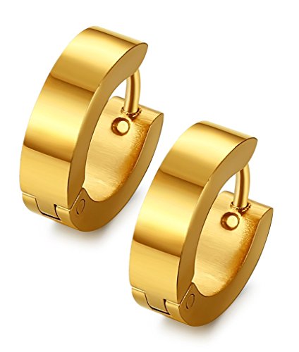 Jstyle Small Hoop Earring for Men Women Hypoallergenic Huggie Hoop Earrings | 316L Stainless Steel Earrings for Men, Non Tarnish Lightweight Sleeper Earrings, Mens Jewelry Gift, 18G, 9MM Inner Diameter - color: Yellow