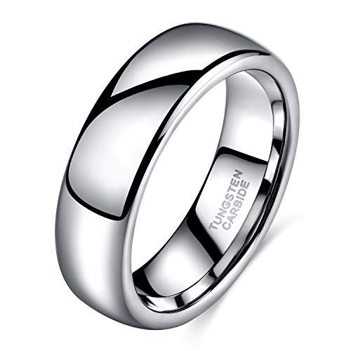 TRUMIUM 2mm 4mm 6mm 8mm Tungsten Wedding Band Ring for Men Women Silver/Rose Gold Plated/Rainbow/Gold Plated Domed High Polish Engagement Promise Rings Comfort Fit 4-15 - color: 6mm silver plated