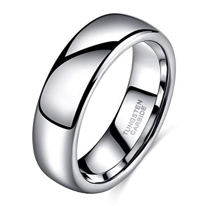 TRUMIUM 2mm 4mm 6mm 8mm Tungsten Wedding Band Ring for Men Women Silver/Rose Gold Plated/Rainbow/Gold Plated Domed High Polish Engagement Promise Rings Comfort Fit 4-15 - color: 6mm silver plated