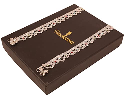 Touchstone Indian anklets for women gold silver payal set jewelry simple jhanjar bollywood handcrafted pretty stylish designer paazeb - style: D037 Multicolor