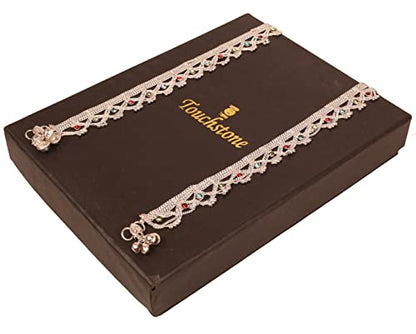 Touchstone Indian anklets for women gold silver payal set jewelry simple jhanjar bollywood handcrafted pretty stylish designer paazeb - style: D037 Multicolor