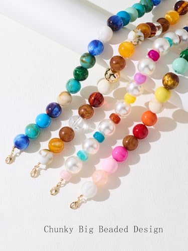 Chunky Beaded Necklaces for Women Statement Necklace | Bold Chunky Choker, Large Resin Beads, Adjustable Necklace, Boho Trendy Summer Beach Holiday Jewelry - color: Blue-02