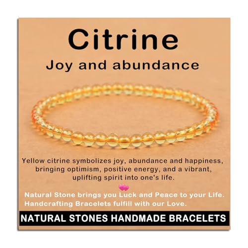 AD Beads Handmade Gemstone Stretch Elastic Bracelet Crystal Healing Reiki Nature's Beauty and Spiritual Essence Unisex (4mm, Citrine (Joy and Abundance)) - color: Citrine (Joy and Abundance ), size: 4mm