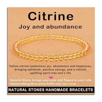 AD Beads Handmade Gemstone Stretch Elastic Bracelet Crystal Healing Reiki Nature's Beauty and Spiritual Essence Unisex (4mm, Citrine (Joy and Abundance)) - color: Citrine (Joy and Abundance ), size: 4mm