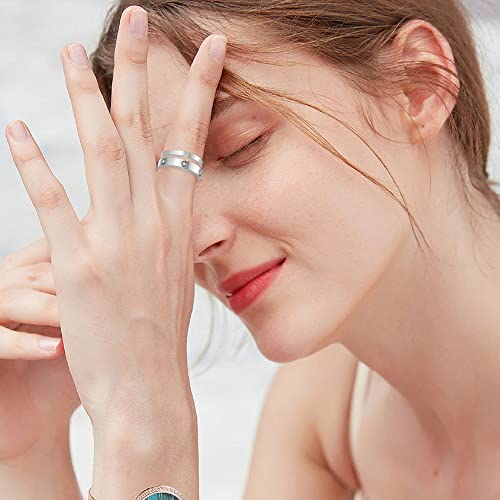 3PCS Love Friendship Ring Gold Ring Sets for Women Stainless Steel Wedding Statement Thumb Ring 18K Gold Silver Rose Plated Cubic Zirconia Rings Jewelry Gifts for Her - color: Silver