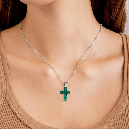12PCS Natural Stone Cross Pendant Gemstone Charms Bulk for Jewelry Making | Healing Crystal Quartz Chakra Reiki Gemstone Pendants Charms Bulk for Necklace Craft - color: Malachite Cross(Synthetic)