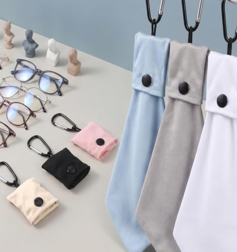 6 Pack Glasses Cleaning Cloth Keychain, Eye Glass Cloth Microfiber Reusable | Glasses Cleaner Cloth with Keychain & Pouch for Sunglasses, Jewelry, Phone