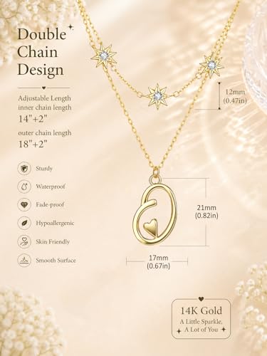 14K Gold A-Z Initial Lette Necklace Star Choker Women Necklace | Personalized Initial Jewelry, Meaningful Name Letter Gift for Women Wife Mom Friend, Perfect Present For Birthday/Anniversary - style: 14K Gold-O