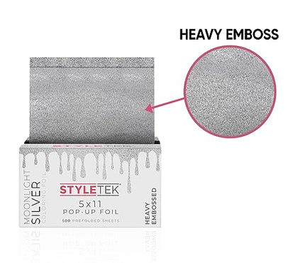 STYLETEK, Silver Case Pack Pop-Up Foil, 12 Boxes Heavy Emboss, 6000 sheets