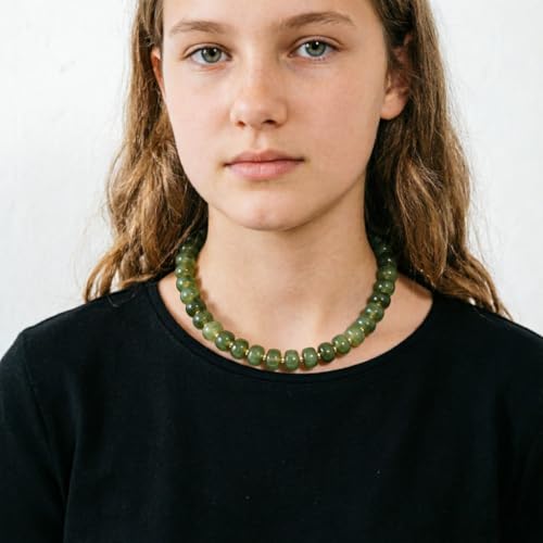 KOSMOS-LI Colorful Beaded Necklace for Women Unique Resin Beads Choker Necklaces Boho Statement Chunky Necklace Summer Vacation Jewelry - color: green