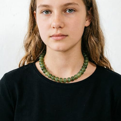 KOSMOS-LI Colorful Beaded Necklace for Women Unique Resin Beads Choker Necklaces Boho Statement Chunky Necklace Summer Vacation Jewelry - color: green