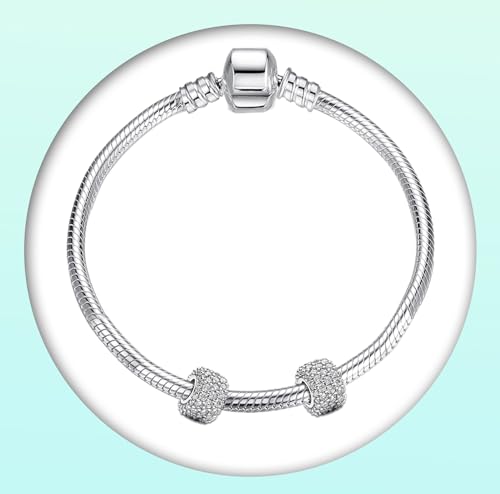 Annmors S925 Clip Spacer Safety Chain Stopper Charms for Pandora, Gift Mom Daughter Friend Sister Wife Grandma Girlfriend Fmaily On Christmas Mothers Valentines Halloween Graduation - color: C02-2pcs Sliver Clear Spacers