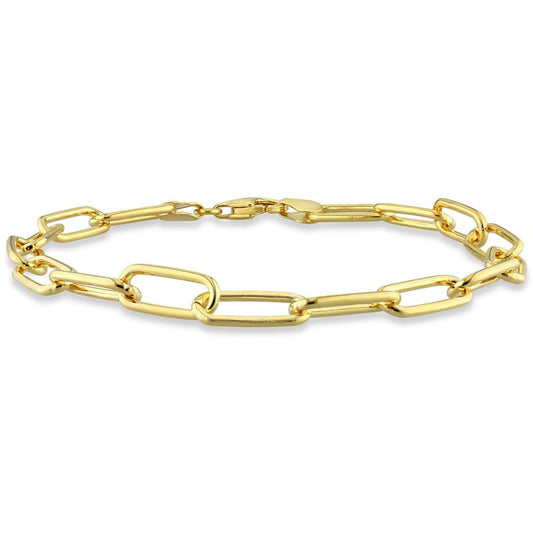 Italian Sterling Silver Paperclip Link Bracelet - Men & Women - 3.5mm, 5mm, 6mm - Available in Sterling Silver, Yellow Gold, Rose Gold - 9 inch, 7.5 inch - color: Yellow, size: 6MM