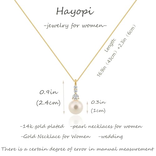 Pearl Necklaces for Women,Dainty Gold Pendant Necklaces Waterproof Jewelry | 14K Gold Plated Pearl Necklaces,Dainty Elegant Wedding Necklace,Small Cute Adjustable Minimalist Necklace,Non Tarnish Jewelry - color: GOLD-11