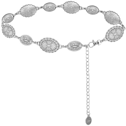 Women's Concho Chain Belt Western Cowgirl Metal Waist Chain | Belt for Dress - color: C Silver, size: XL: 59 in