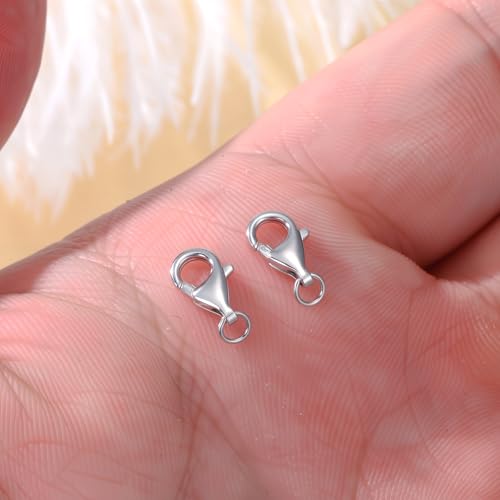 925 Sterling Silver Lobster Clasp for DIY Necklace Bracelet Jewelry Making, Double Spring Clasp with Closed Jump Rings, Necklace Extender Clasp Connector Bracelet Extension (Style 5) - style: Style 5