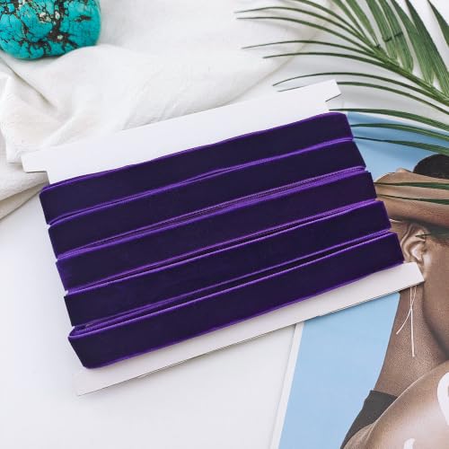 Velvet Choker Necklace for Women Goth Halloween Y2K Ribbon Collar Set - color: Purple-0.6''-20pcs