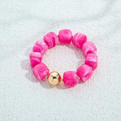 Multicolor Chunky Beaded Bracelet for Women Bold Acrylic Resin Stretch Bracelet Summer Beach Statement Bracelets Trendy Elastic Bangle Jewelry - color: Bead bracelet-rose red