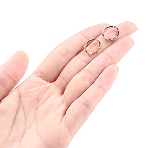 16G Cartilage Earring Hoop 316L Surgical Steel Daith Helix Conch Earrings Tragus Rook Earrings CZ Opal Septum Jewelry Seamless Clicker Nose Rings Hinged Segment Ring Hoop Earring for Women Men - color: 1PC,Silver,Sawtooth Shape with CZ