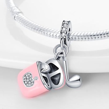 LNQOBU 925 Sterling Silver Charms for Bracelets Dangle Pendant fit Pandora Bracelets or Necklaces Jewelry Woman Gift Beads Charm (With one Spacer Beads) - style: 2PCS Music Headphone Charm