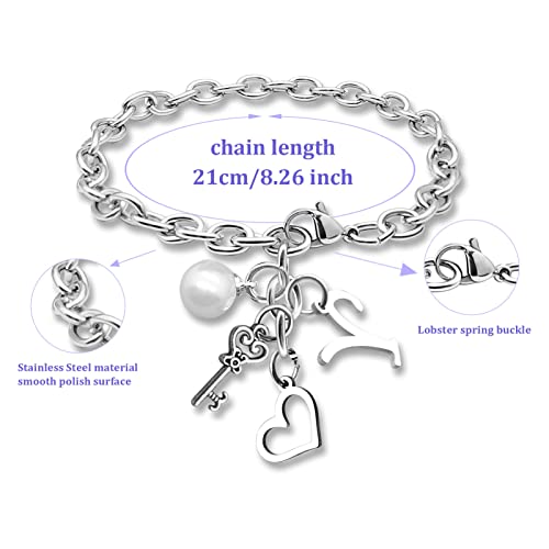 Initial A-Z Bracelets Gift for Women Girls Stainless Steel Chain Bracelet 26 Alphabet Jewelry Gifts for Birthday Anniversary Letter Bracelet Monogram Gifts for Sister Friend Girlfriends Mom 8.26 Inch - color: Y