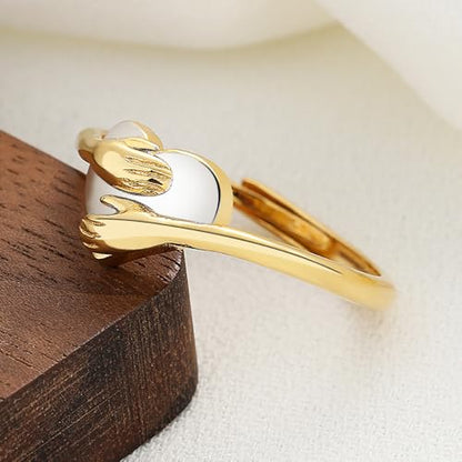 To My Daughter Hug Ring For Hope Rings, Inspirational Stainless Steel Engarved With Always With You Message Adjustable Ring for Women Non Tarnish Jewelry Gift for Her Birthday Christmas - color: Heart-Gold