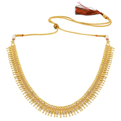 Aheli Bollywood Traditional Gold Tone Short Necklace Earrings Jewelry Set Gift for Women Wedding Party Ethnic Fashion Wear - color: Gold 28