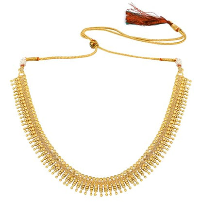 Aheli Bollywood Traditional Gold Tone Short Necklace Earrings Jewelry Set Gift for Women Wedding Party Ethnic Fashion Wear - color: Gold 28