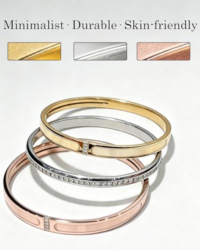 CERULEAN 5-Piece Elegant Stainless Steel Bracelet Set, Fashionable Classic Design, Stainless Steel 5 Piece Bracelet Set, Non Tarnish Bangle, Elegant Bracelets Sets for Everyday and Formal Wear - color: Silver
