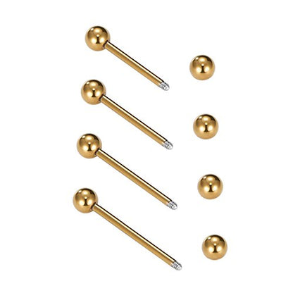 VCMART Nipple Rings Tongue Rings Stainless Steel 14G Straight Barbells Piercing Jewelry 12mm,14mm,16mm,18mm - color: 4 -gold