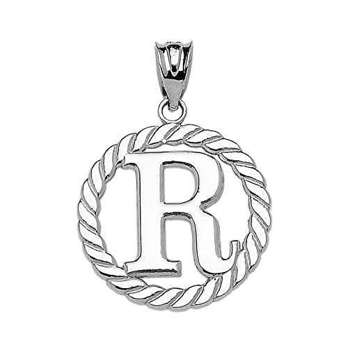 Claddagh Gold Fine 925 Sterling Silver Personalized Initial A-Z Roped Circle Charm Pendant - style: R