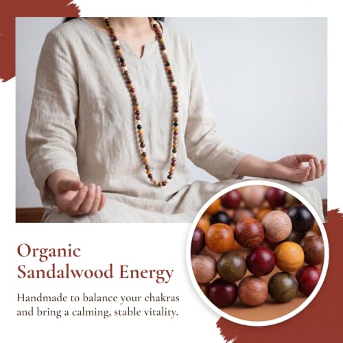 Handmade Mala Beads Bracelet 108 8mm Prayer Meditation Bracelet Sandalwood Elastic, Buddhist Beads, Prayer Mala Necklace for Men and Women Gifts - color: Colorful Beads