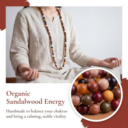 Handmade Mala Beads Bracelet 108 8mm Prayer Meditation Bracelet Sandalwood Elastic, Buddhist Beads, Prayer Mala Necklace for Men and Women Gifts - color: Colorful Beads