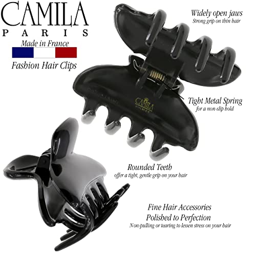 Camila Paris CP3550 French Small Hair Clips for Women, 2.5" Small Claw Clip Fashion Styling Mini Hair Clip Accessories for Women, Strong Hold No Slip Grip Cute Claw Clips, Made in France - color: Black 2.5"